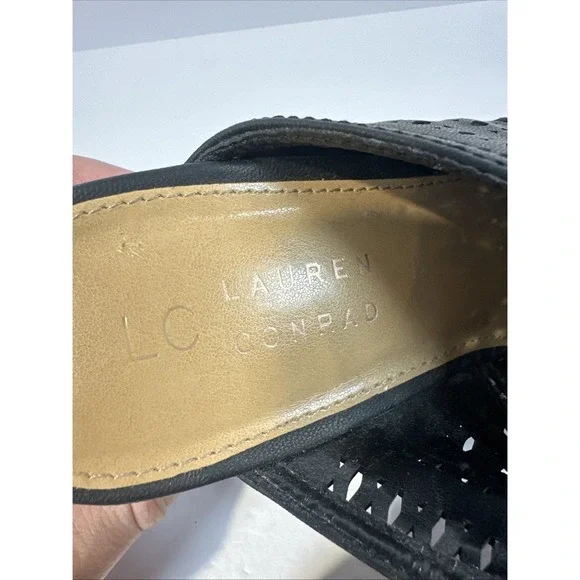 Lauren Conrad Bootie Heels Womens Size 8 Black Slip-On Block Heel Moto Shoes - Picture 3 of 8